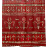 Fleur-de-lis-versiering Luxury Red Douchegordijn (Voorkant)