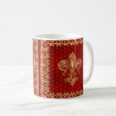 Fleur-de-lis-versiering Luxury Red Koffiemok (Voorkant rechts)