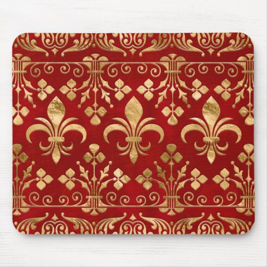 Fleur-de-lis-versiering Luxury Red Muismat (Voorkant)