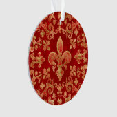 Fleur-de-lis-versiering Luxury Red Ornament (voorkant)