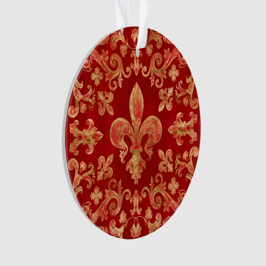 Fleur-de-lis-versiering Luxury Red Ornament (voorkant)
