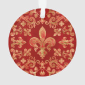 Fleur-de-lis-versiering Luxury Red Ornament (achterkant)