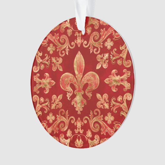 Fleur-de-lis-versiering Luxury Red Ornament (voorkant)