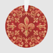 Fleur-de-lis-versiering Luxury Red Ornament (voorkant)