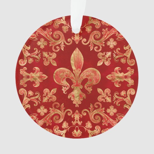 Fleur-de-lis-versiering Luxury Red Ornament (voorkant)