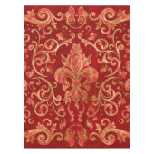 Fleur-de-lis-versiering Luxury Red Tafelkleed (Voorkant)