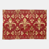 Fleur-de-lis-versiering Luxury Red Theedoek (Horizontaal)