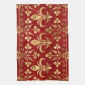 Fleur-de-lis-versiering Luxury Red Theedoek (Verticaal)