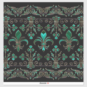 Fleur-de-lis-versiering Malachite Green Sticker