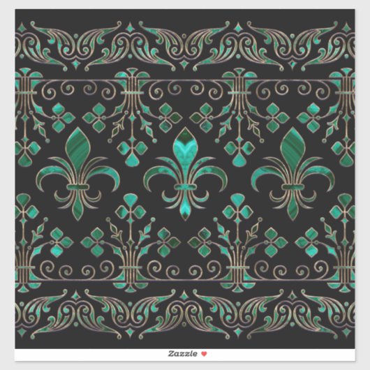 Fleur-de-lis-versiering Malachite Green Sticker (Vel)