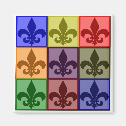 Fleur de Lis vierkante magneet (Voorkant)