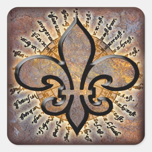 Fleur De Lis Vierkante Sticker (Voorkant)
