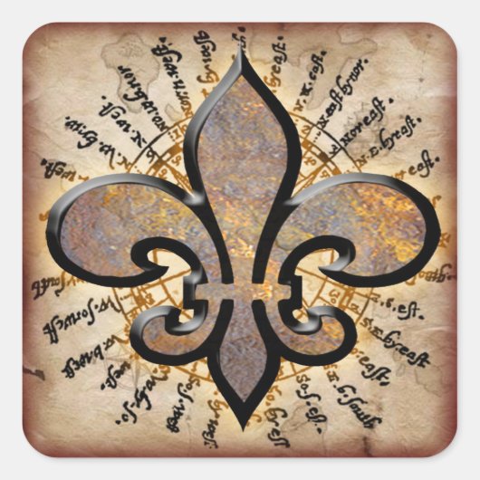 Fleur De Lis Vierkante Sticker (Voorkant)