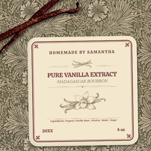 Fleur-de-lis - Vintage Vanille-extract Label