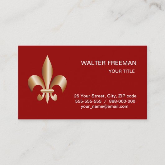 Fleur de lis visitekaartje (Voorkant)