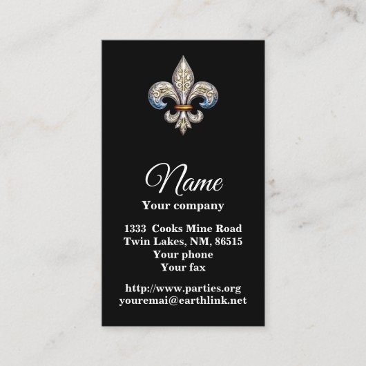 Fleur de Lis Visitekaartje (Voorkant)