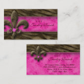 Fleur de Lis Visitekaartje Jewelry Pink Zebra (Voorkant / Achterkant)