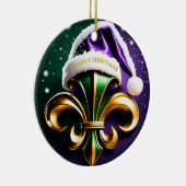 Fleur De Lis Vrolijk Kerstontwerp Keramisch Ornament (Rechts)