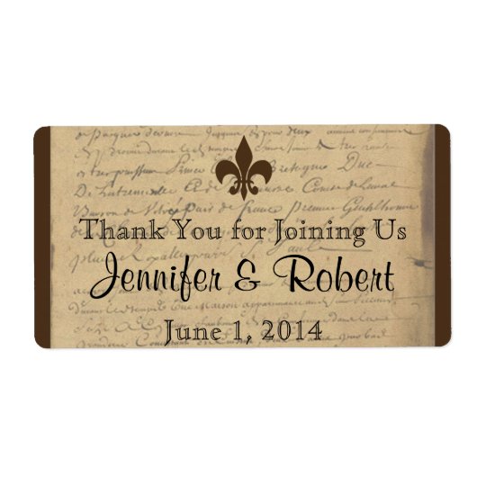  Fleur de Lis Waterflesetiket Etiket (Voorkant)