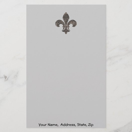 Fleur De Lis Watermeter Deksel, Naam adres customi Briefpapier (Voorkant)