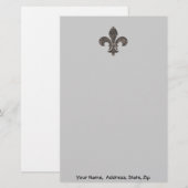 Fleur De Lis Watermeter Deksel, Naam adres customi Briefpapier (Voorkant / Achterkant)