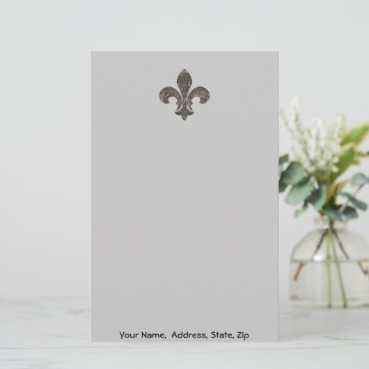 Fleur De Lis Watermeter Deksel, Naam adres customi Briefpapier (Staand voorkant)