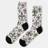 Fleur de Lis Waterverf Mardi Gras Vibe Sokken (Links)