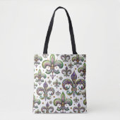Fleur de Lis Waterverf Mardi Gras Vibe Tote Bag (Voorkant)