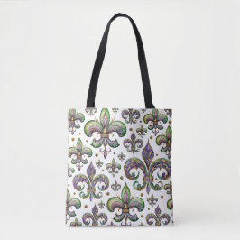 Fleur de Lis Waterverf Mardi Gras Vibe Tote Bag