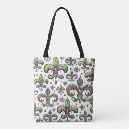 Fleur de Lis Waterverf Mardi Gras Vibe Tote Bag