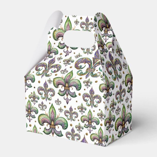 Fleur de Lis Waterverf Mardi Gras Vibes Bedankdoosjes (Achterkant)