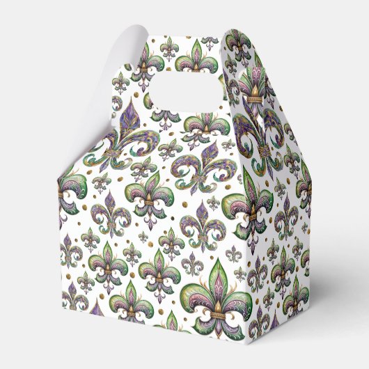 Fleur de Lis Waterverf Mardi Gras Vibes Bedankdoosjes (Voorkant Zijde)