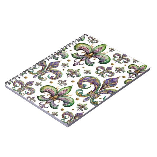 Fleur de Lis Waterverf Mardi Gras Vibes Notitieboek (Linkerzijde)