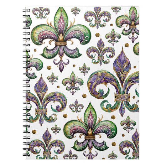 Fleur de Lis Waterverf Mardi Gras Vibes Notitieboek (Voorkant)