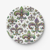 Fleur de lis Waterverf Mardi Gras Vibes Papieren Bordje (Voorkant)