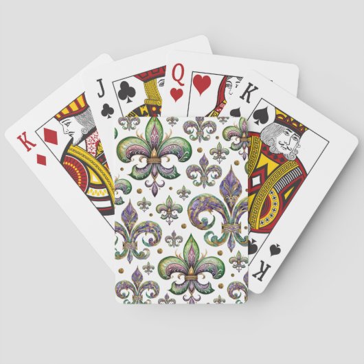 Fleur de Lis Waterverf Mardi Gras Vibes Pokerkaarten (Achterkant)