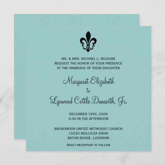 Fleur de lis Wedding Invitation Kaart (Voorkant / Achterkant)