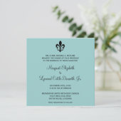 Fleur de lis Wedding Invitation Kaart (Staand voorkant)