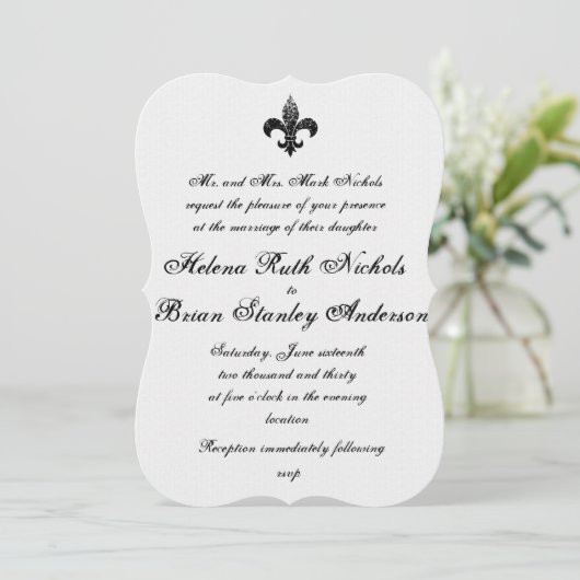 Fleur De Lis Wedding Invitations Kaart (Staand voorkant)