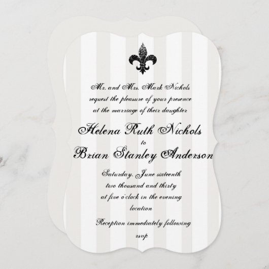 Fleur De Lis Wedding Invitations Kaart (Voorkant / Achterkant)