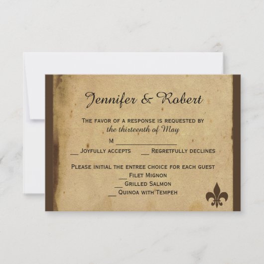 Fleur de Lis Wedding Response Kaart (Voorkant)