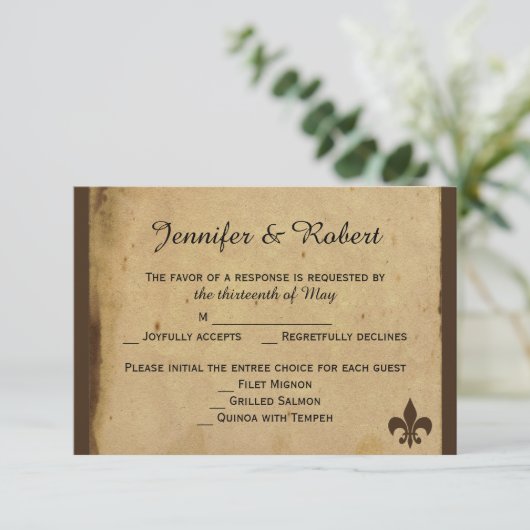  Fleur de Lis Wedding Response Kaart (Staand voorkant)