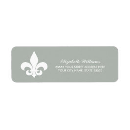 Fleur-de-lis White Grey Return Address Labels