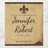  Fleur de Lis Wijnlabel voor bruiloft Wijn Etiket (Enkel label)