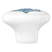 Fleur-De-Lis wit en blauw marmer Keramische Knop (Zijkant)