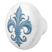 Fleur-De-Lis wit en blauw marmer Keramische Knop (Rechts)