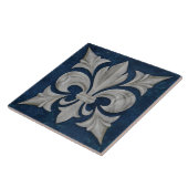Fleur-De-Lis wit en blauw marmer Tegeltje (Zijkant)