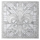 Fleur-de-lis - Wit Marmer mozaïek kunst Tegeltje (Voorkant)