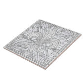 Fleur-de-lis - Wit Marmer mozaïek kunst Tegeltje (Zijkant)