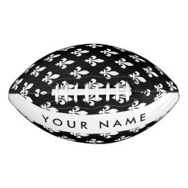 Fleur de Lis, Wit op Zwart, Wit, Uw Naam American Football